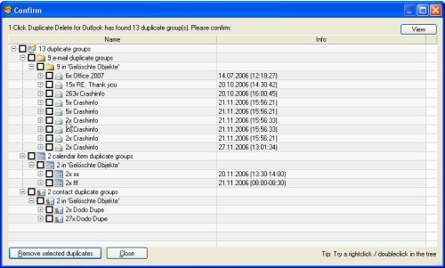 find and delete duplicates in outlook