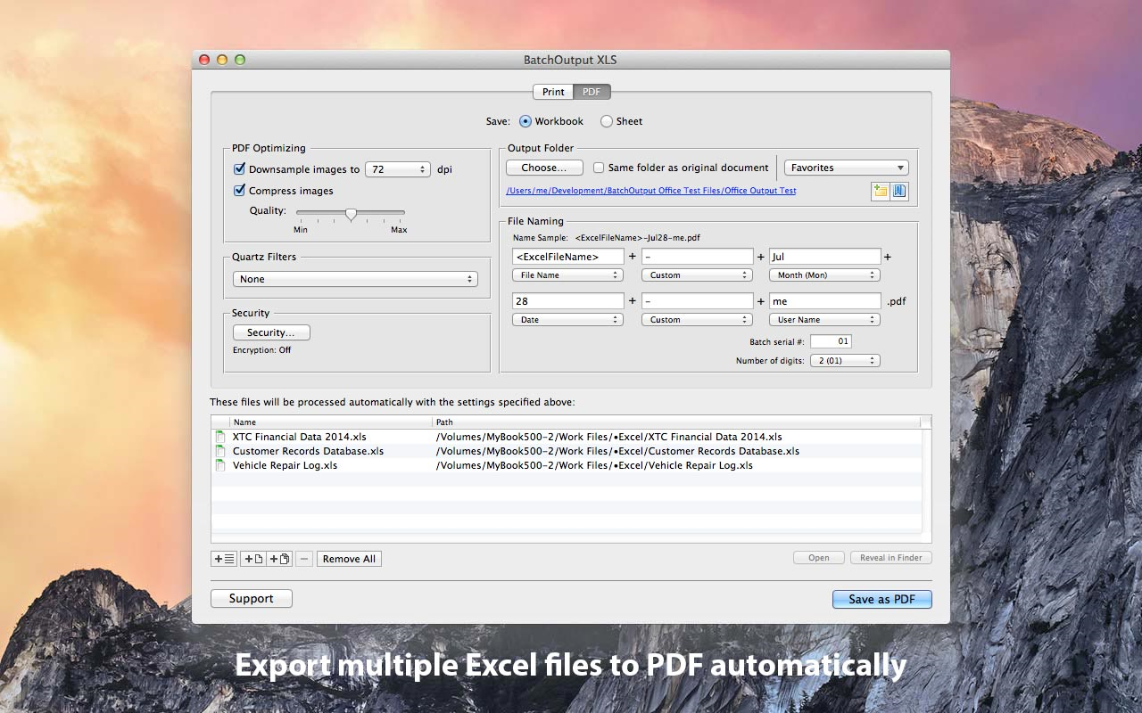 BatchOutput XLS - 批量将 XLS 文档转换为 PDF 文档及打印[OS X]丨反斗限免