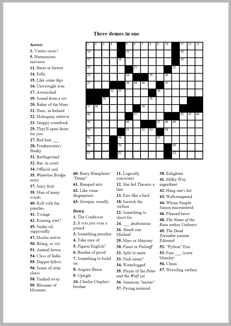 once more crossword