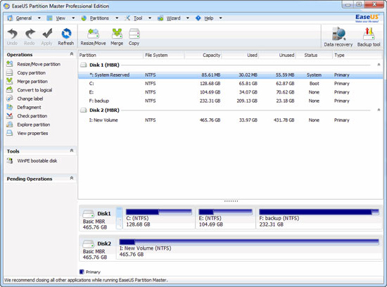 easeus partition master professional vs