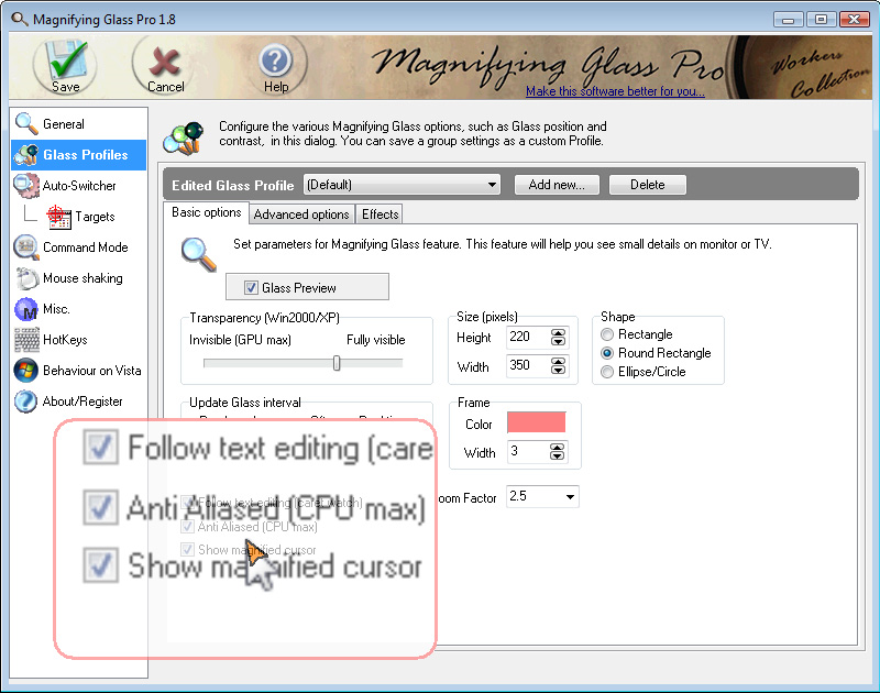 Magnifying Glass Pro Desktop Enhancements Software 30 PC