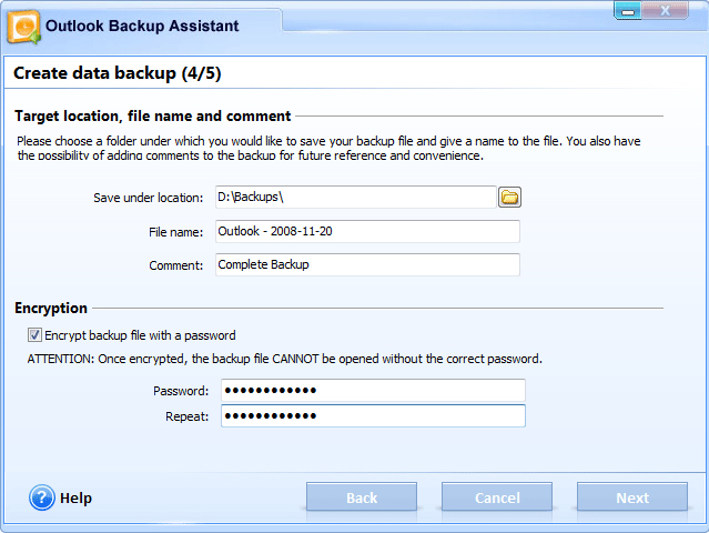 outlook backup file location