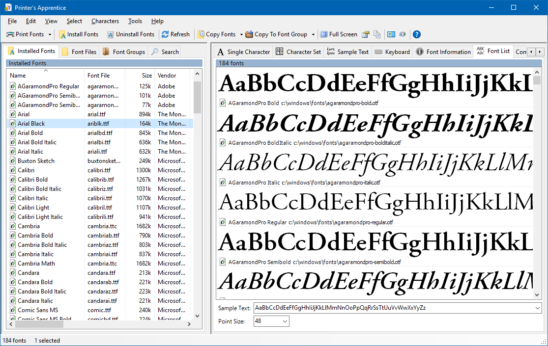 mac fonts list for windows