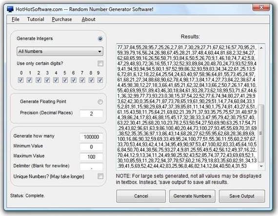 keno random number generator